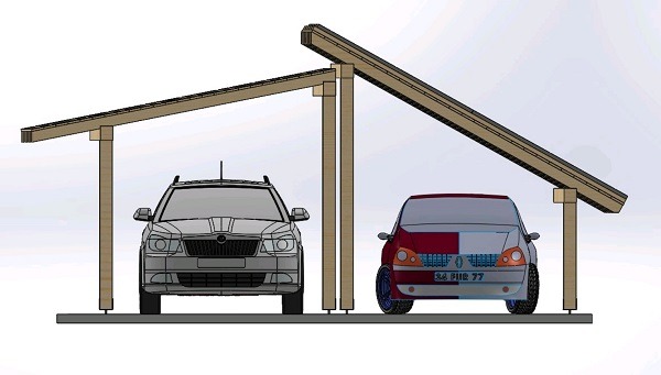 Front view nadstrešnica za dva auta